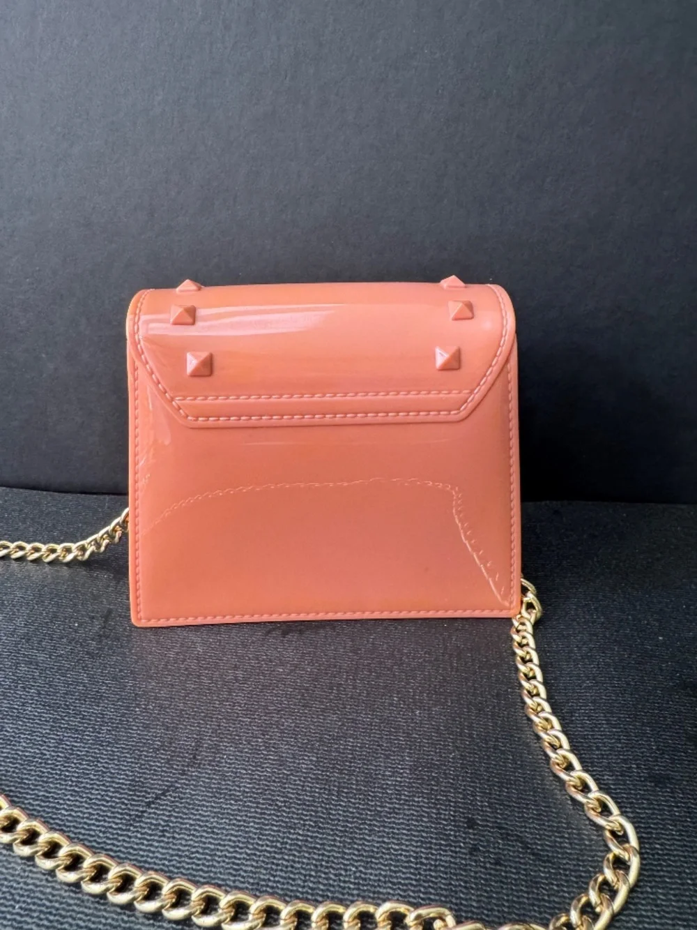 Coral Studded Mini Crossbody Bag Gold Chain Strap Small Purse Jelly